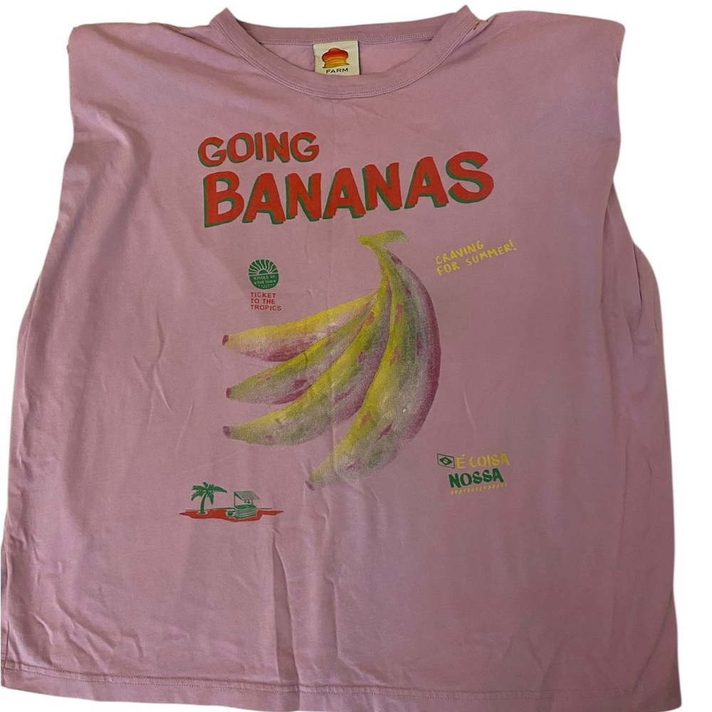 FARM Rio Pink Short Sleeve Tee with Banana Graphic